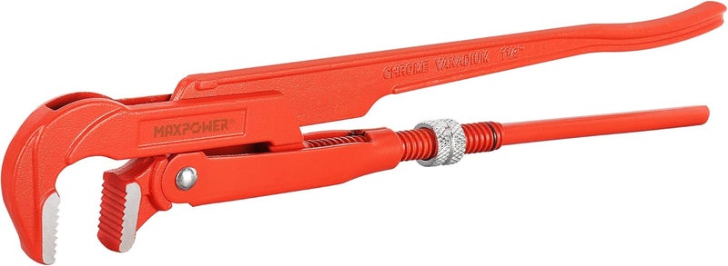 Max Power 15 inch Swedish Pipe Wrench, 90 Degree Angled - Image 1